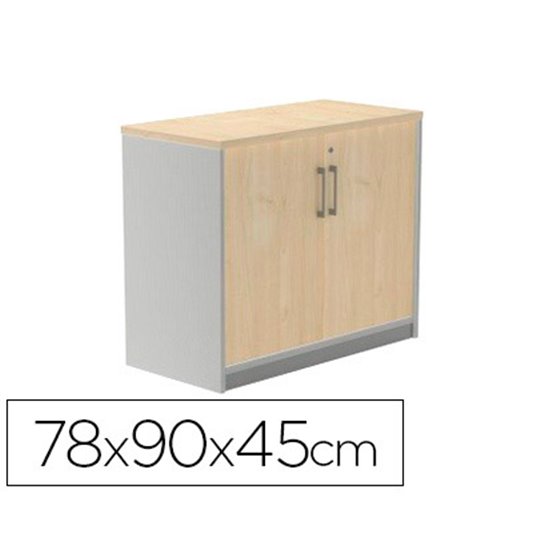 Armario Rocada Con Un Estante Y Dos Puertas Enteras Serie Store 78X90X45 Cm Acabado Ab01 Aluminio/Haya