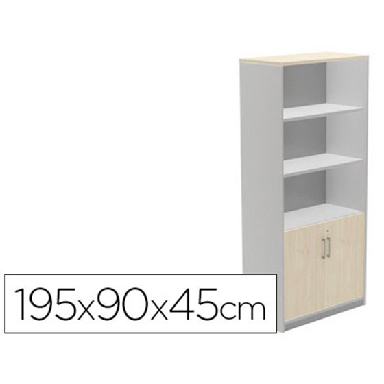 Armario Rocada Con Cuatro Estante Y Dos Puertas Inferiores Serie Store 195X90X45 Cm Acabado Ab01