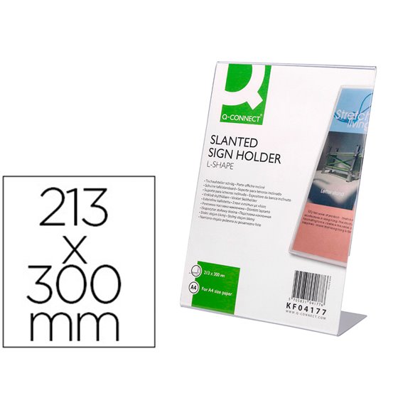 Expositor Sobremesa Q-Connect Con Forma De L Metacrilato Tamaño 213X300 Mm