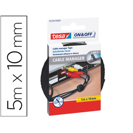 Velcro Autoadhesivo Tesa Para Agrupar Cables 5 M X 10 Mm Color Negro