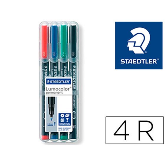 Rotulador Staedtler Lumocolor Retroproyeccion Punta De Fibra Permanente 318 Wp Estuche 4 Colores Punta Fina
