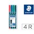 Rotulador Staedtler Lumocolor Retroproyeccion Punta De Fibra Permanente 317 Wp Estuche 4 Colores Punta Media