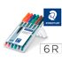 Rotulador Staedtler Lumocolor Retroproyeccion Punta De Fibra Permanente 317 Wp Estuche 6 Colores Punta Media