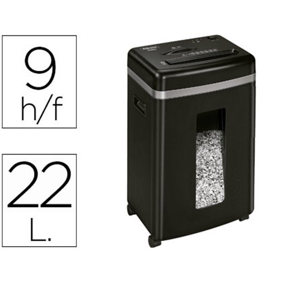 Destructora De Documentos Fellowes 450M Capacidad De Corte 9 Hojas Destruye Grapas Clips Tarjetas Y Cd 22 Litros