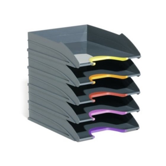 Bandeja Sobremesa Durable Plastico Reciclado Blue Angel Gris 255X55X330 Mm Pack De 5 Unidades