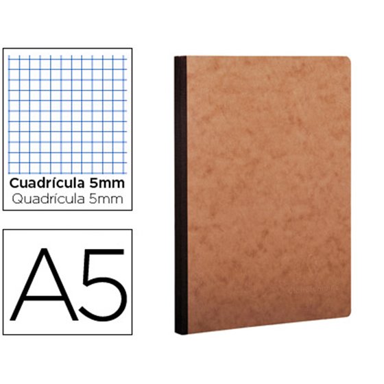 Libreta Age-Bag Tapa Cartulina Lomo Cosido Cuadro 5 Mm 96 Hojas Color Havana 148X210 Mm