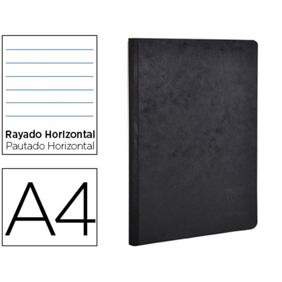 Libreta Age-Bag Tapa Cartulina Lomo Cosido Rayado Horizontal 96 Hojas Color Negro 210X297 Mm