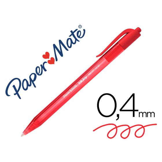 Boligrafo Paper Mate Inkjoy 100 Retractil Punta Media Rojo