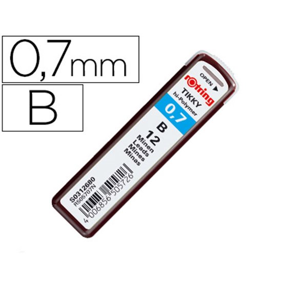 Minas Rotring Grafito 0,7 Mm B Estuche De 12 Minas