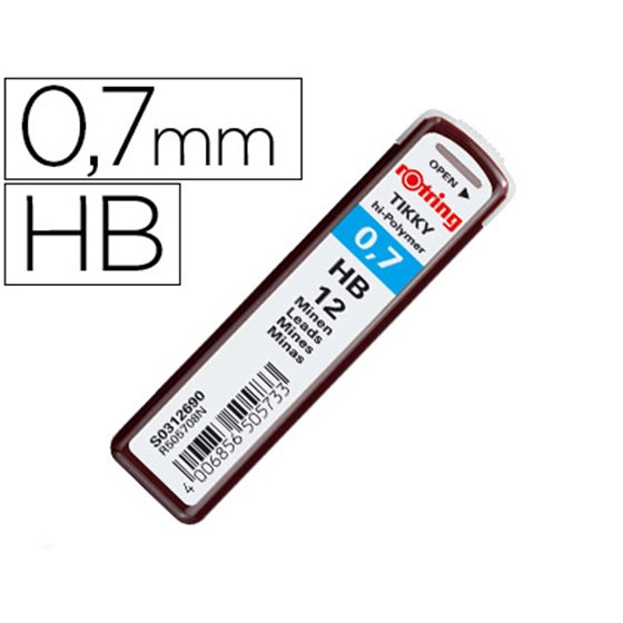 Minas Rotring Grafito 0,7 Mm Hb Estuche De 12 Minas