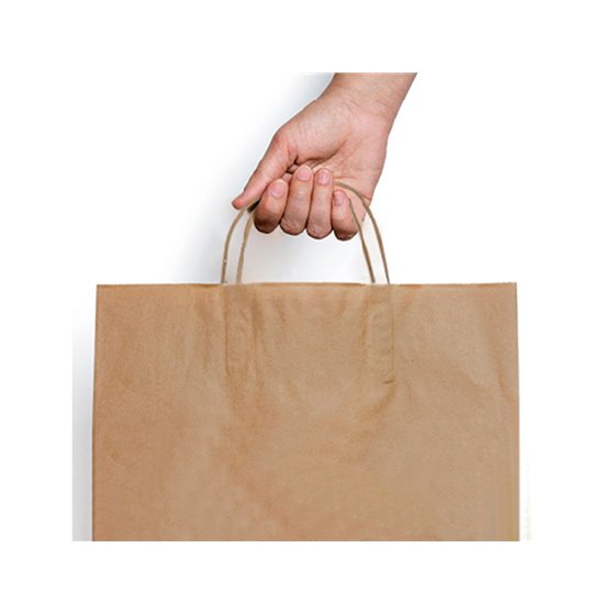 Bolsa Kraft Basika Natural Reciclado 90 Gr Asa Retorcida Tamaño \"S\" 240X100X320 Mm