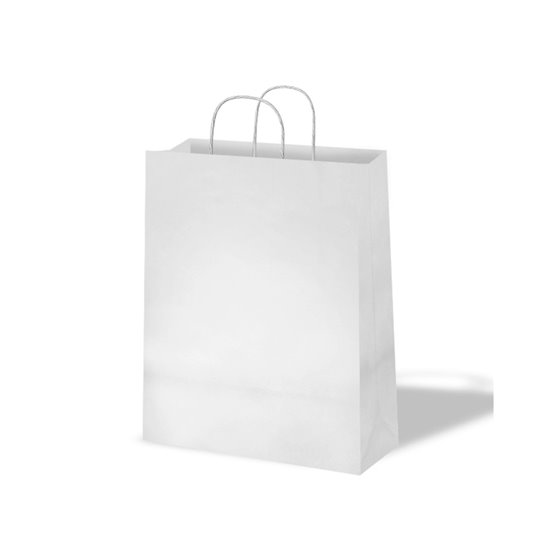 Bolsa Kraft Basika Celulosa Blanco 90 Gr Asa Retorcida Tamaño \"S\" 240X100X320 Mm