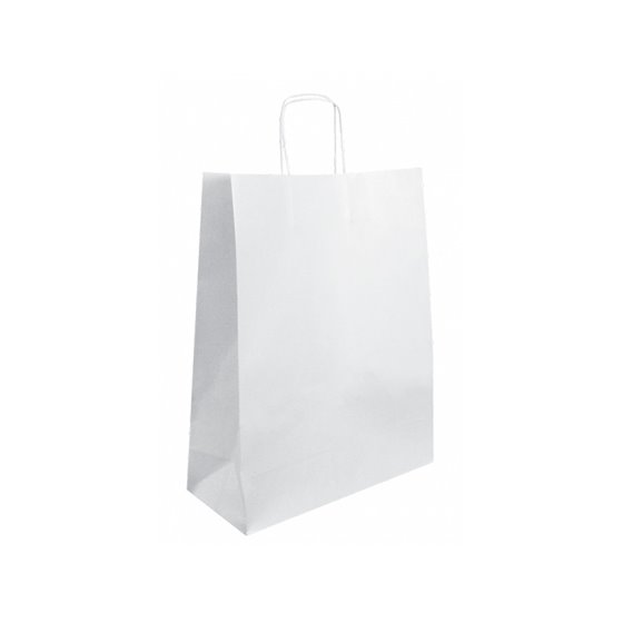 Bolsa Kraft Basika Celulosa Blanco 90 Gr Asa Retorcida Tamaño \"S\" 240X100X320 Mm