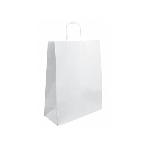 Bolsa Kraft Basika Celulosa Blanco 90 Gr Asa Retorcida Tamaño \"S\" 240X100X320 Mm