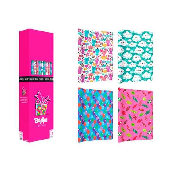 Papel De Regalo Basika Infantil Rollo De 100 X 300 Cm Modelos Surtidos