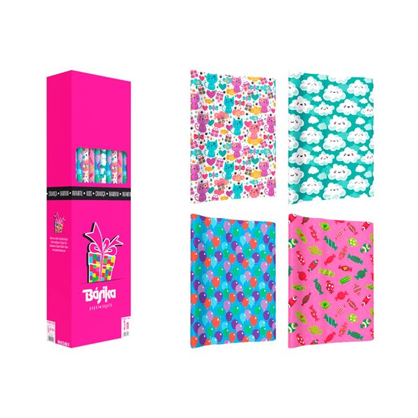 Papel De Regalo Basika Infantil Rollo De 100 X 300 Cm Modelos Surtidos