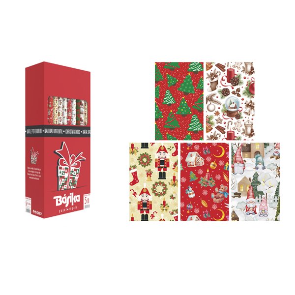 Papel De Regalo Basika Navidad Rollo Ancho 70 Cm Longitud 5 M Diseños Surtidos Gramaje 50 Gr