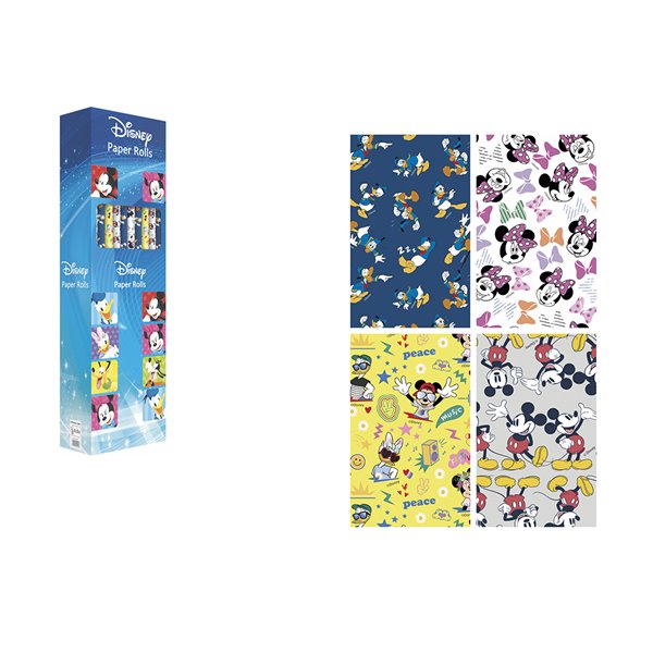 Papel De Regalo Basika Disney Rollo Ancho 100 Cm Longitud 3 M Diseños Surtidos Gramaje 50 Gr