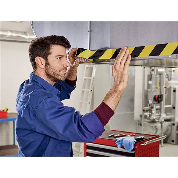 Cinta Adhesiva Tesa De Seguridad Amarilla Y Negra Polipropileno 66 Mt X 50 Mm