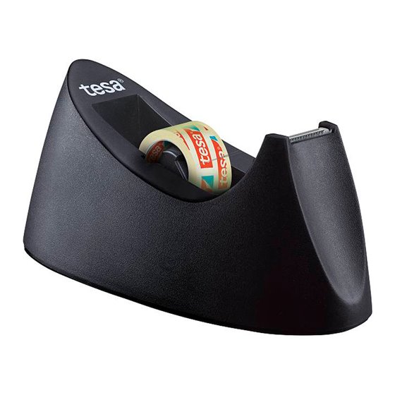 Portarrollo Sobremesa Tesa Plastico Easy Cut Curve Negro Para Cinta De 33 Mt X19 Mm + 1 Cinta Tesafilm Transparente