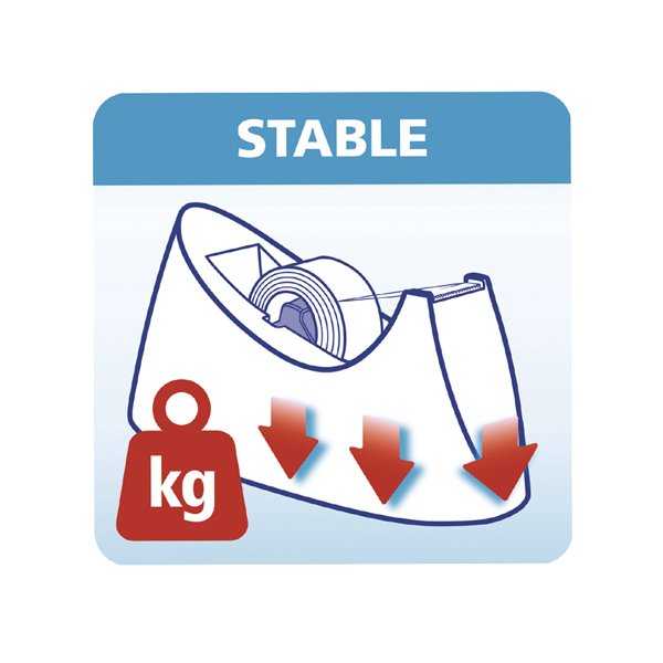 Portarrollo Sobremesa Tesa Plastico Easy Cut Curve Negro Para Cinta De 33 Mt X19 Mm + 1 Cinta Tesafilm Transparente