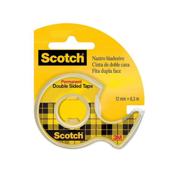 Cinta Adhesiva Scotch 136-D Dos Caras 6,3 Mt X 12 Mm En Portarrollo