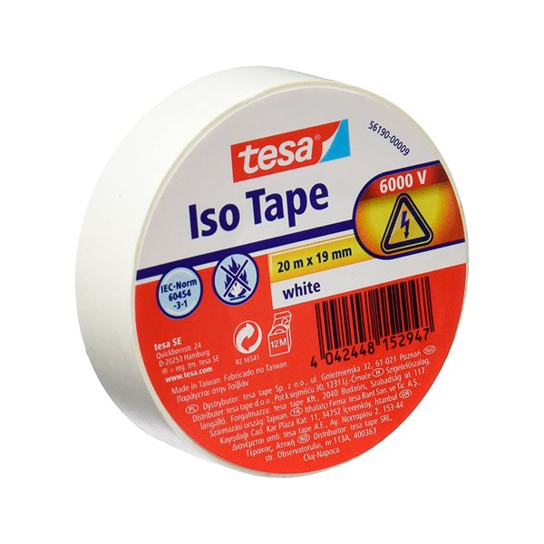 Cinta Adhesiva Aislante Tesa 20 Mt X 19 Mm Color Blanco