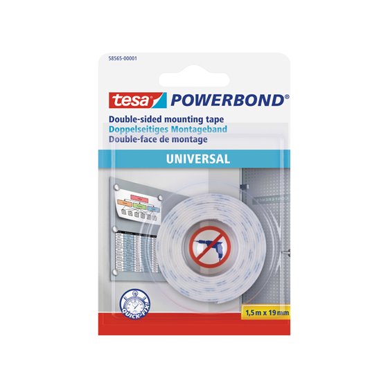 Cinta Adhesiva Tesa Doble Cara Powerbond Universal Uso Interior 1,5 M X 19 Mm