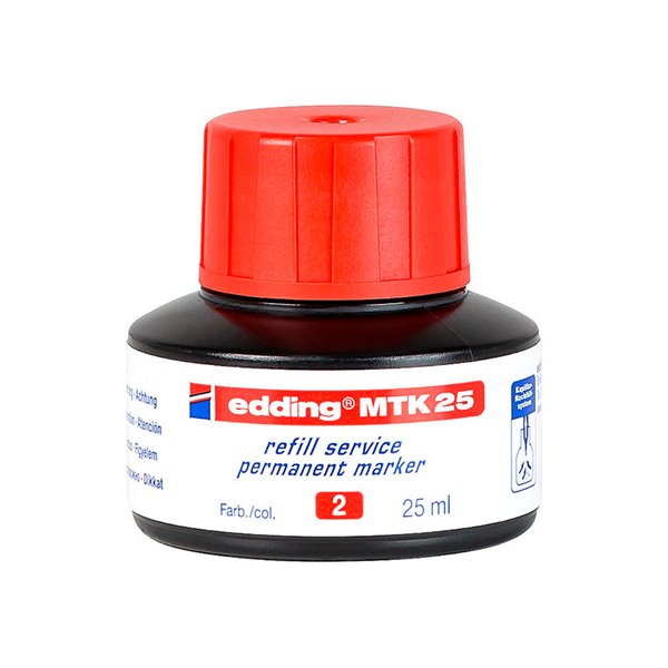 Tinta Rotulador Edding Mtk25 Con Sistema Capilar Color Rojo Frasco De 25 Ml