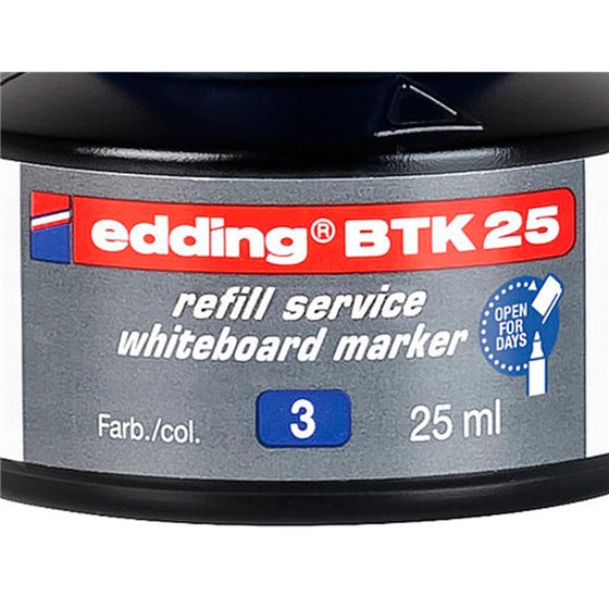 Tinta Rotulador Edding Pizarra Blanca Btk-25 Color Azul Bote 25 Ml