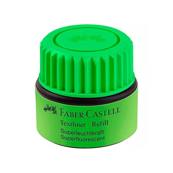 Tinta Rotulador Faber Castell Textliner Fluorescente 1549 Con Sistema Capilar Color Verde Bote 30 Ml