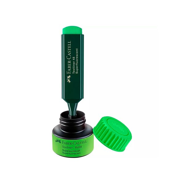 Tinta Rotulador Faber Castell Textliner Fluorescente 1549 Con Sistema Capilar Color Verde Bote 30 Ml