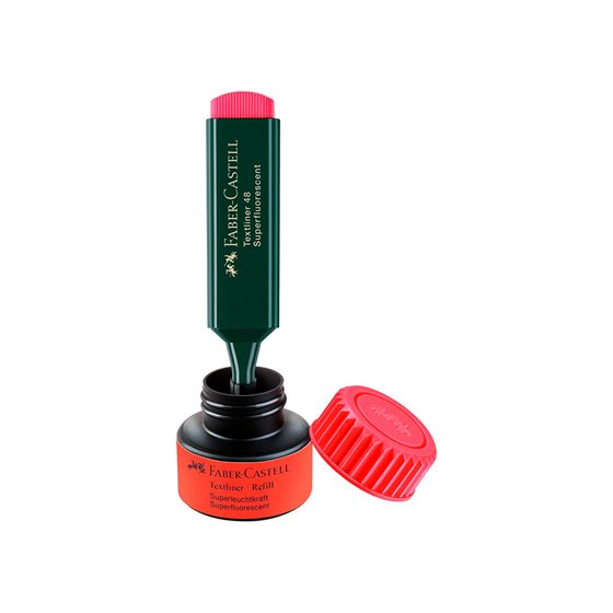 Tinta Rotulador Faber Castell Textliner Fluorescente 1549 Con Sistema Capilar Color Rojo Bote 30 Ml