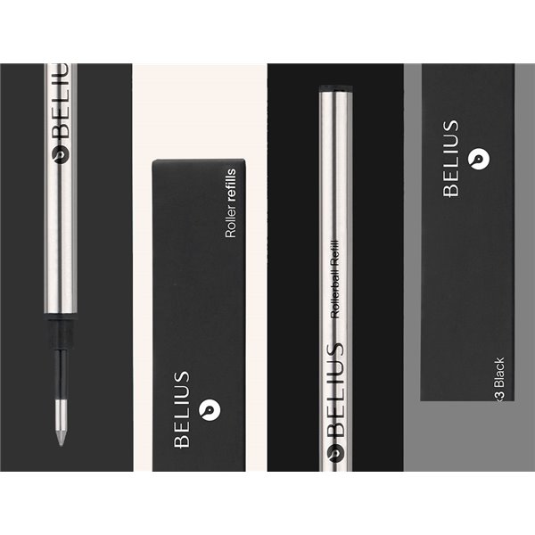 Recambio Roller Belius Negro 0,7 Mm Caja 3 Unidades
