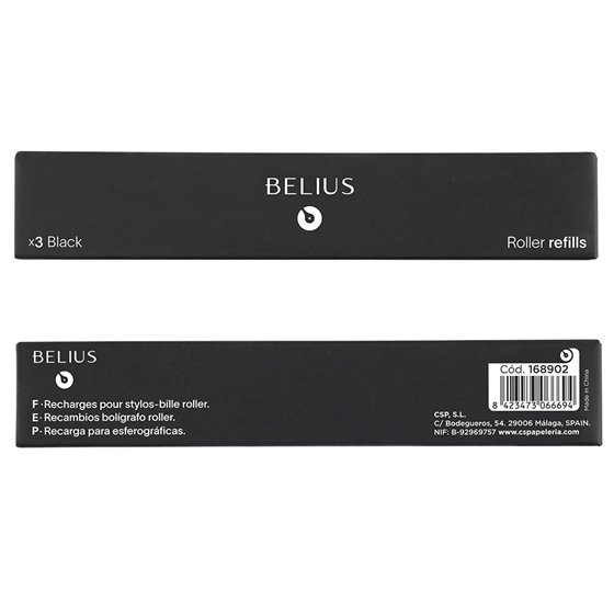 Recambio Roller Belius Negro 0,7 Mm Caja 3 Unidades