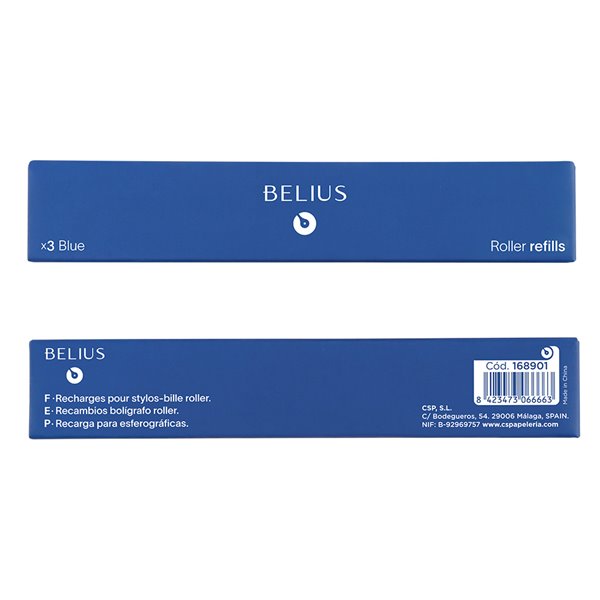 Recambio Roller Belius Azul 0,7 Mm Caja 3 Unidades