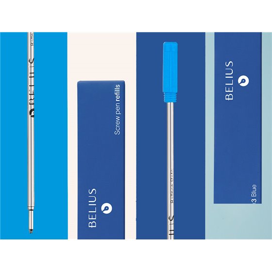 Recambio Boligrafo Belius Con Rosca Azul Caja 3 Unidades