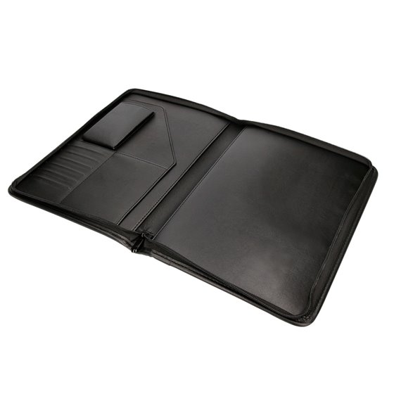 Carpeta Portafolios Cremallera Con Bolsa Para Movil Y Tarjetero Color Negro 260X355 Mm