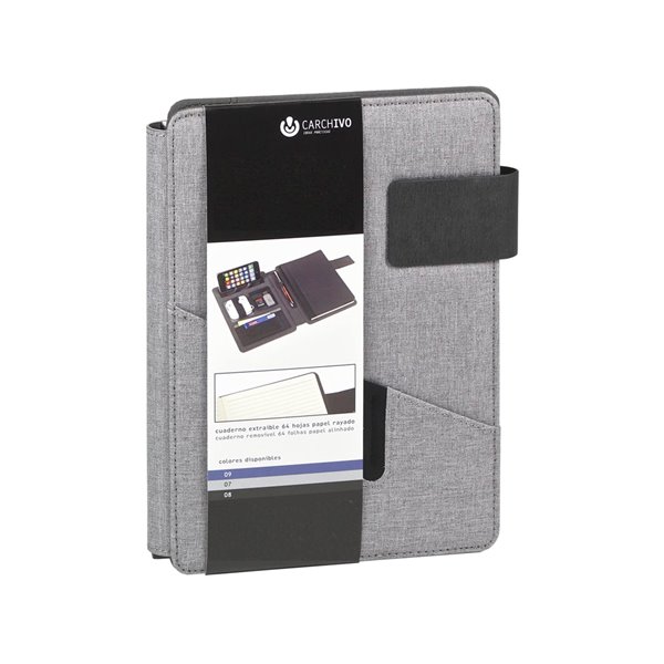 Carpeta Portafolios Carchivo Venture Din A5 Con Cuaderno Y Soporte Smartphone Color Gris