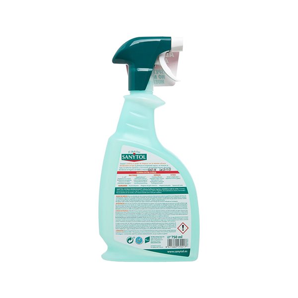 Limpiador Desinfectante Sanytol Para Cocinas Con Pistola Pulverizadora Bote De 750 Ml