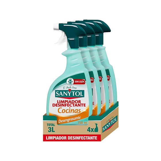 Limpiador Desinfectante Sanytol Para Cocinas Con Pistola Pulverizadora Bote De 750 Ml