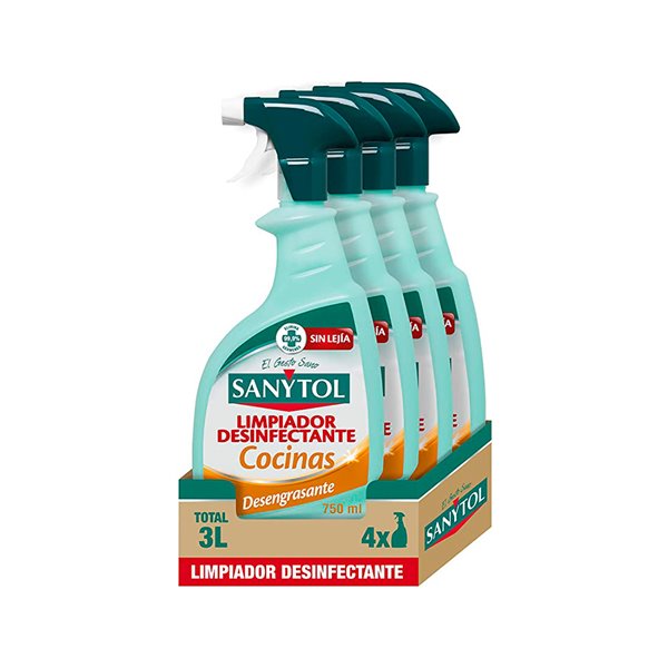 Limpiador Desinfectante Sanytol Para Cocinas Con Pistola Pulverizadora Bote De 750 Ml