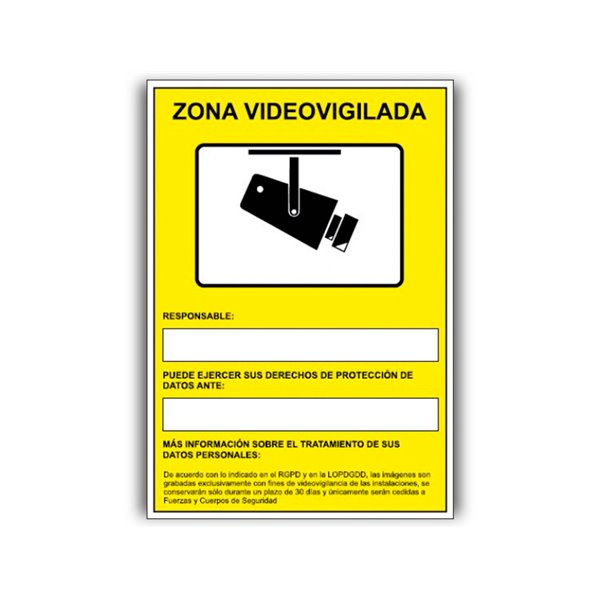 Pictograma Archivo 2000 Camaras De Vigilancia En Grabacion Las 24 Horas Pvc Amarillo Luminiscente 210X297