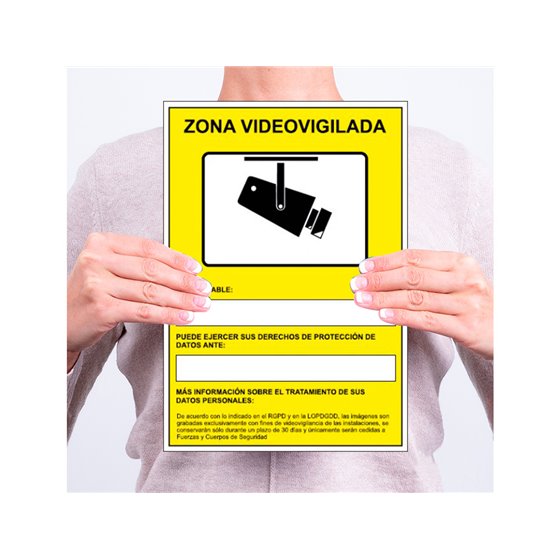 Pictograma Archivo 2000 Camaras De Vigilancia En Grabacion Las 24 Horas Pvc Amarillo Luminiscente 210X297