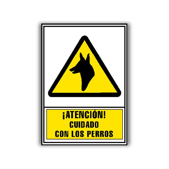Pictograma Archivo 2000 Atencion Cuidado Con Los Perros Pvc Amarillo Luminiscente 210X297 Mm