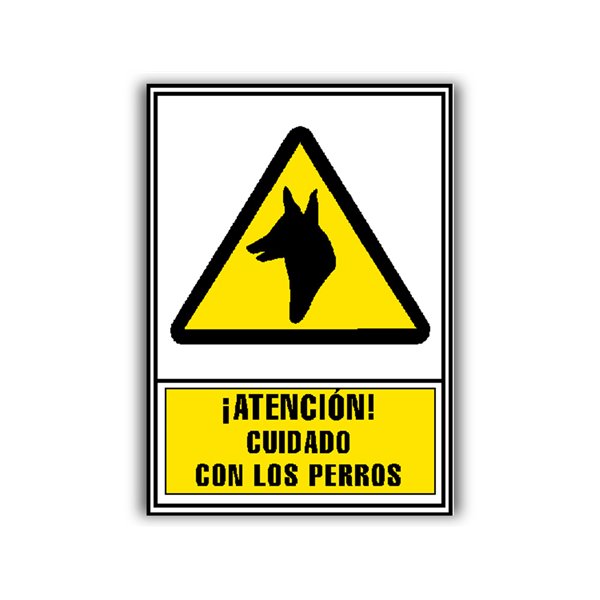 Pictograma Archivo 2000 Atencion Cuidado Con Los Perros Pvc Amarillo Luminiscente 210X297 Mm