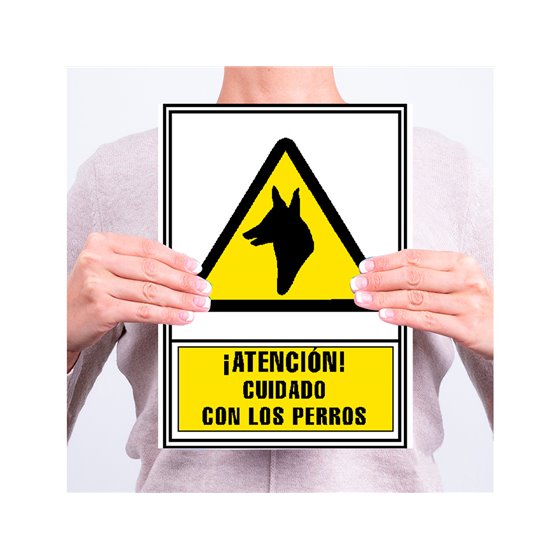 Pictograma Archivo 2000 Atencion Cuidado Con Los Perros Pvc Amarillo Luminiscente 210X297 Mm
