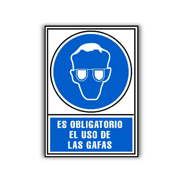 Pictograma Archivo 2000 Obligatorio Uso De Gafas Pvc Azul Luminiscente 210X297 Mm