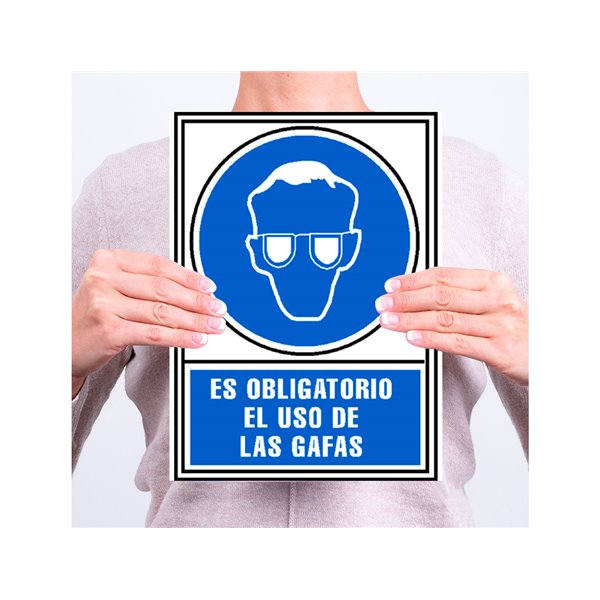 Pictograma Archivo 2000 Obligatorio Uso De Gafas Pvc Azul Luminiscente 210X297 Mm