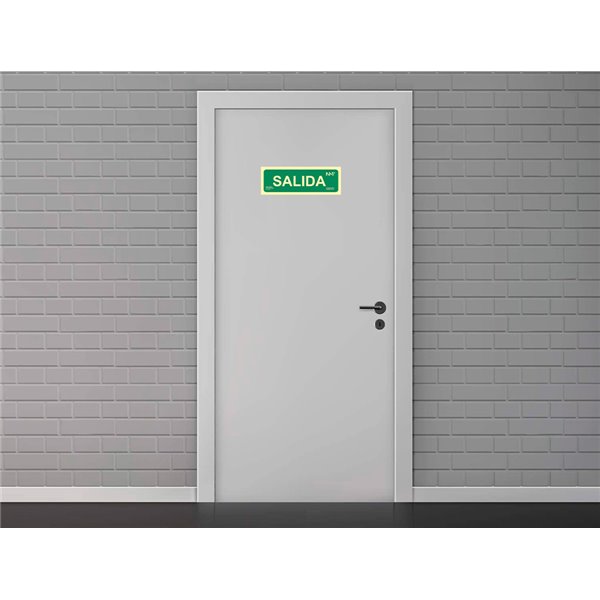 Pictograma Archivo 2000 Salida Pvc Verde Luminiscente 300X105 Mm Pack De 2 Unidades